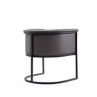 Manhattan Comfort Cosmopolitan 24" Mid-Century Modern Faux Leather Upholstered Dining Chair - Pebble and Black-Seat Height: 18.9
