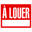 Cosco For Rent Outdoor Yard Sign with Metal Stake Kit - 15" x 19" - Red & White - French Text-This for rent sign features French text to clearly communicate availability to French-speaking renters