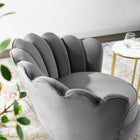Modway Admire Scalloped Edge Performance Velvet Accent Armchair - Grey-Gold Stainless Steel Legs