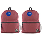 BAZIC Products Basic 16" Backpack - Burgundy - 2 Pack-One large main compartment and small front compartment with zipper closure