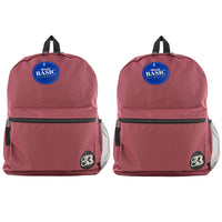BAZIC Products Basic 16" Backpack - Burgundy - 2 Pack-One large main compartment and small front compartment with zipper closure