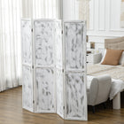 HOMCOM 4-Panel Freestanding Room Divider for Indoor Bedroom Office - White-Material: Paulownia Wood, MDF
