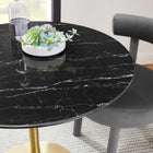 Modway Lippa 36" Round Faux Marble Dining Table - Gold Black-Seats 2