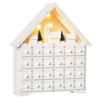 HOMCOM Light Up Christmas Advent Calendar House with Countdown Drawers - Village - White-2-in-1 design, Christmas advent calendar and xmas decoration 