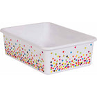 Teacher Created Resources Confetti Large Plastic Storage Bin - 3 Pack-Keep books, notepads, toys, games, and supplies in these decorative organizers that feature a sturdy plastic design.