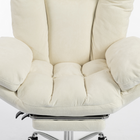 HOMCOM Criss Cross Office Chair with Footrest and Wide Seat - Beige-Material: Snow Flannel, Foam, Metal, Multilayer Board