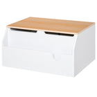 Qaba Wooden Kids Toy Box with Lid, Toy Trunk Chest with Safety Hinge - White-Made from MDF, this storage box is tough and robust, finished in a sleek white and wood-effect colourway

