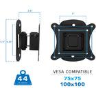 Mount-It! Single Stud Tilt & Swivel TV Wall Mount for 19" to 32" TVs-Weight capacity: 44 lb