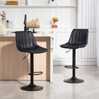HOMCOM Adjustable Leathaire Swivel Bar Stools with Back - Black - 2 Pack-Suitable for use in the kitchen and smaller spaces
