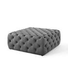 Modway Amour Tufted Button Large Square Performance Velvet Ottoman - Grey-Dense Foam Padding