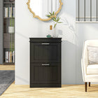 HOMCOM Narrow Shoe Cabinet with Flip Drawers & Adjustable Shelf for Entryway - Black-Compact design makes it great for small entryways or any narrow places