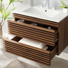 Modway Render 30" Wall-Mount Bathroom Vanity - Walnut/White-Walnut Grain Vanity