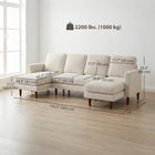 HOMCOM U-Shaped Sectional Couch with Double Chaise - Beige-U-shaped design provides ample space for lounging, relaxation and social gatherings  