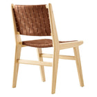 Modway Saoirse Leather Wood Dining Side Chair - Natural/Brown - 2 Pack-9