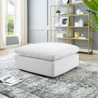 Modway Commix Down Filled Overstuffed Performance Velvet Ottoman - White-Stain-Resistant Performance Velvet