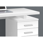 Monarch Specialties 7690 48" Computer Desk - White Left Or Right Facing-2-inch-thick, rectangular wooden leg in a white finish and metal drawer handles in a complementary silver finish