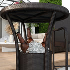 Outsunny 3 Pieces Patio Bar Set with Ice Bucket, Dark Brown-Barstools with built-in armrest and footrest, provides a place to rest your feet and arms  