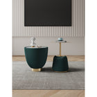 Manhattan Comfort Anderson Modern Leatherette Upholstered End Table - Green - Set of 2-End Table 1.0 Features Beautiful Round Gold Steel Table Top