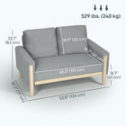 HOMCOM 53" Loveseat Sofa with Solid Wood Legs - Grey-Compact 52.8"/134 cm width suits small apartments perfectly