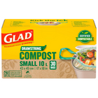 Glad Small Compostable Drawstring Bags - Unscented - 10 L - 30 Pack-0.71 MIL
