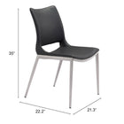 Zuo Ace Dining Chair - Black/Silver - Set of 2-3 year limited warranty