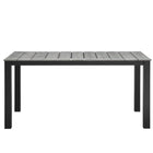 Modway Maine 63" Outdoor Patio Dining Table - Brown Grey-Light Grey Synthetic Wood Slats