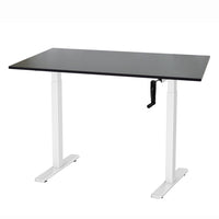 Ezywork Manual Height Adjustable Standing Desk - 48" x 24" - White Frame / Black Table Top-Hand Crank Height Adjustable Desk Frame
