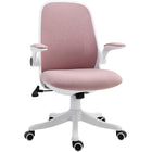 Vinsetto Breathable Rocker Office Chair with Liftable Armrests - Pink-Ergonomic line design with thick padding, padded armrest provides extra comfort