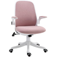 Vinsetto Breathable Rocker Office Chair with Liftable Armrests - Pink-Ergonomic line design with thick padding, padded armrest provides extra comfort