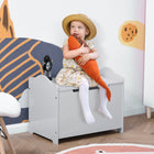 Qaba Kids Wooden Toy Storage Box Organizer Chest with Magnetic Hinge - Grey-Groove handle and magnetic lock allows your kid open and close more easily
