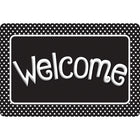 Ashley Productions Smart Poly The Original Fun Mat Welcome Mat - 15.5" x 23.5" - Black and White Polka Dots-Measurements and Design: The Black and White Polka Dots Welcome Mat measures 15.5" x 23.5".