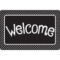 Ashley Productions Smart Poly The Original Fun Mat Welcome Mat - 15.5" x 23.5" - Black and White Polka Dots-Measurements and Design: The Black and White Polka Dots Welcome Mat measures 15.5" x 23.5".