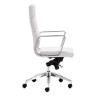 Plata Import Paco Office Chair PU Leather High Back Foam Metal Frame - White-Seat 22" W x23 " D; Back 23-30" H
