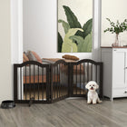 PawHut Freestanding Pet Gate with 2 Support Feet - Coffee-Two additional supports for increased stability 
