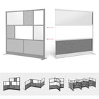 Luxor Modular Wall Extension with Whiteboard - 70" W x 70" H - Wide Grey Frame, Frosted Acrylic, Cool Grey PET-Connects with all Luxor Room Divider Walls