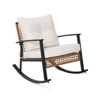 Lausaint Patio Conversation 3-Piece Set - Beige -Soft & Comfortable Cushions - Enhanced with a 4-inch-thick seat and 6-inch-thick back cushions, this rocking chair provides superior comfort. The waterproof and fade-resistant polyester cushion covers ensure durability and easy maintenance