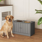 PawHut Elevated Dog Bowl Feeding Station with Stand - Grey-Its raised design prevents body strain from your pet 