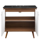 Modway Transmit 36" Bathroom Vanity - Walnut/Black-Chrome Hardware