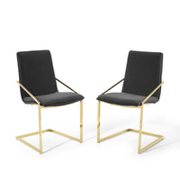 Modway Pitch Performance Velvet Dining Armchair - Gold/Black - 2 Pack-Modern Dining Chair