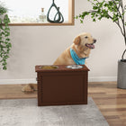 PawHut Elevated Large Dog Bowls with Storage - Brown-With hollow handles on the sides, you can move the feeder easily 
