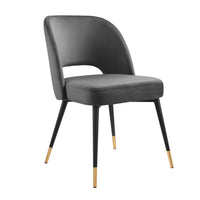Modway Rouse Performance Velvet Dining Side Chair - Charcoal-Glam Deco Dining Room Side Chair
