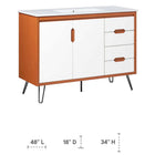 Modway Energize 48" Bathroom Vanity - Cherry/White-Ceramic Sink Basin with 8" Centerset Holes