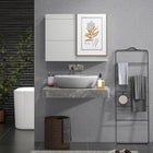 HOMCOM Wall Mount Medicine Cabinet with Mirror and Two Doors - Grey-Equipped with buffering hinges for soft closing the door  