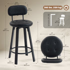 HOMCOM Counter Height Swivel Bar Stools - Black - 2 Pack-Heavy-duty metal frame supports up to 264 lbs (120 kg) per Bar Stool
