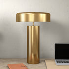 Hudson&Canal Nash 24" Tall Table Lamp with Metal Shade - Brass/Brass-Handcrafted brass finish is applied to the candlestick metal base