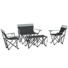 Outsunny 4 Piece Portable Camping Table and Chairs-Foldable chairs and table great for family gatherings outdoors