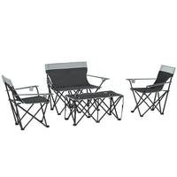 Outsunny 4 Piece Portable Camping Table and Chairs-Foldable chairs and table great for family gatherings outdoors