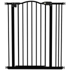 PawHut 29"-34" Pet Gate with Door Pressure Fit Dog Gate for Stairs - Black-Door automatically closes if left open between a 30° and 90° angle