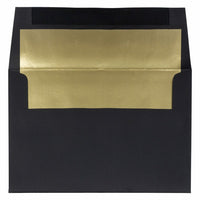 JAM Paper A8 Foil Lined Invitation Envelopes - 5.5 x 8.125 - Black Linen with Gold Foil - 50 Pack-Our envelopes are made from 30% recycled 32 lb paper and feature a straight flap gum closure with a linen finish