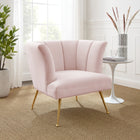 Modway Veronica Channel Tufted Performance Velvet Armchair - Pink-Channel Tufted